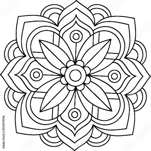 Mandala blossoms in meditative calm offering a moment for mindful art therapy on white