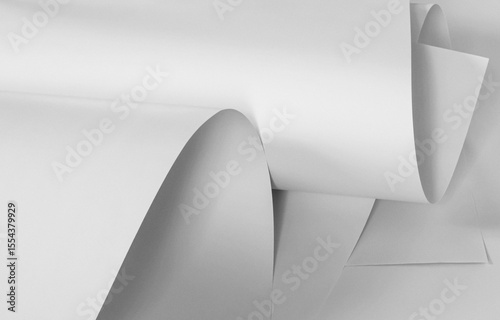 Sheets of white paper in black and white. Background for design work.