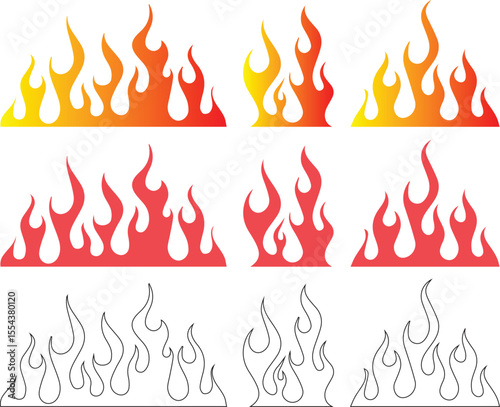 fire flames set