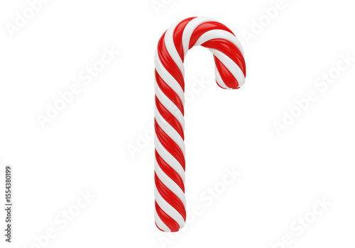 Isolated Red and White Striped Candy Cane for Christmas