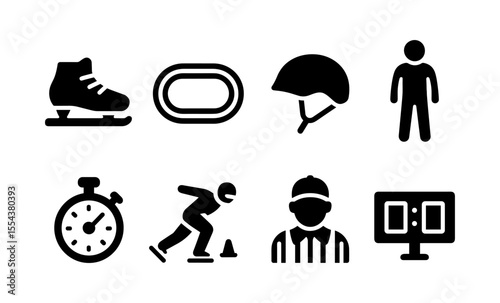 Icons representing ice skating activities and equipment for sports enthusiasts