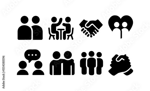 Communication and teamwork icons: collaboration, dialogue, unity, interaction, cooperation