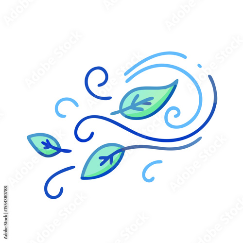 Swirling Wind and Leaf Vector Icon