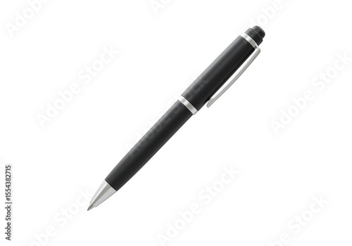 Isolated Stylish Black Ballpoint Pen Writing Tool