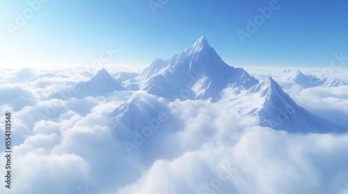Wallpaper Mural Snow-capped mountain peak above a sea of clouds under a bright blue sky. Torontodigital.ca