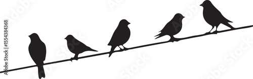 Birds on Wire Silhouette vector
