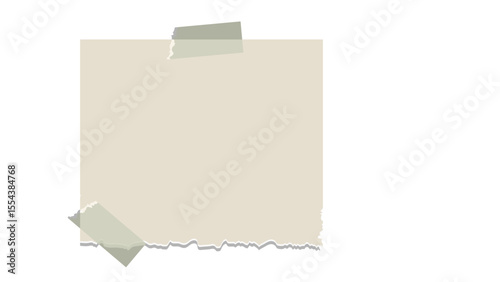 Transparent Background: A beige paper note with a subtly torn bottom edge, affixed by two pieces of adhesive tape at the top and bottom corners.
