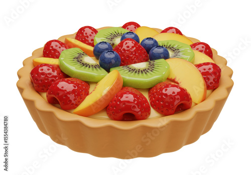 Isolated Delicious Fruit Tart with Creamy Filling