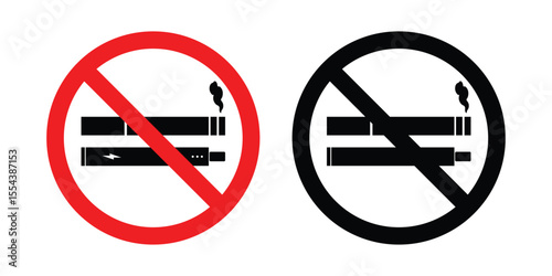No smoking sign vector, No vaping combined sign isolated on white.