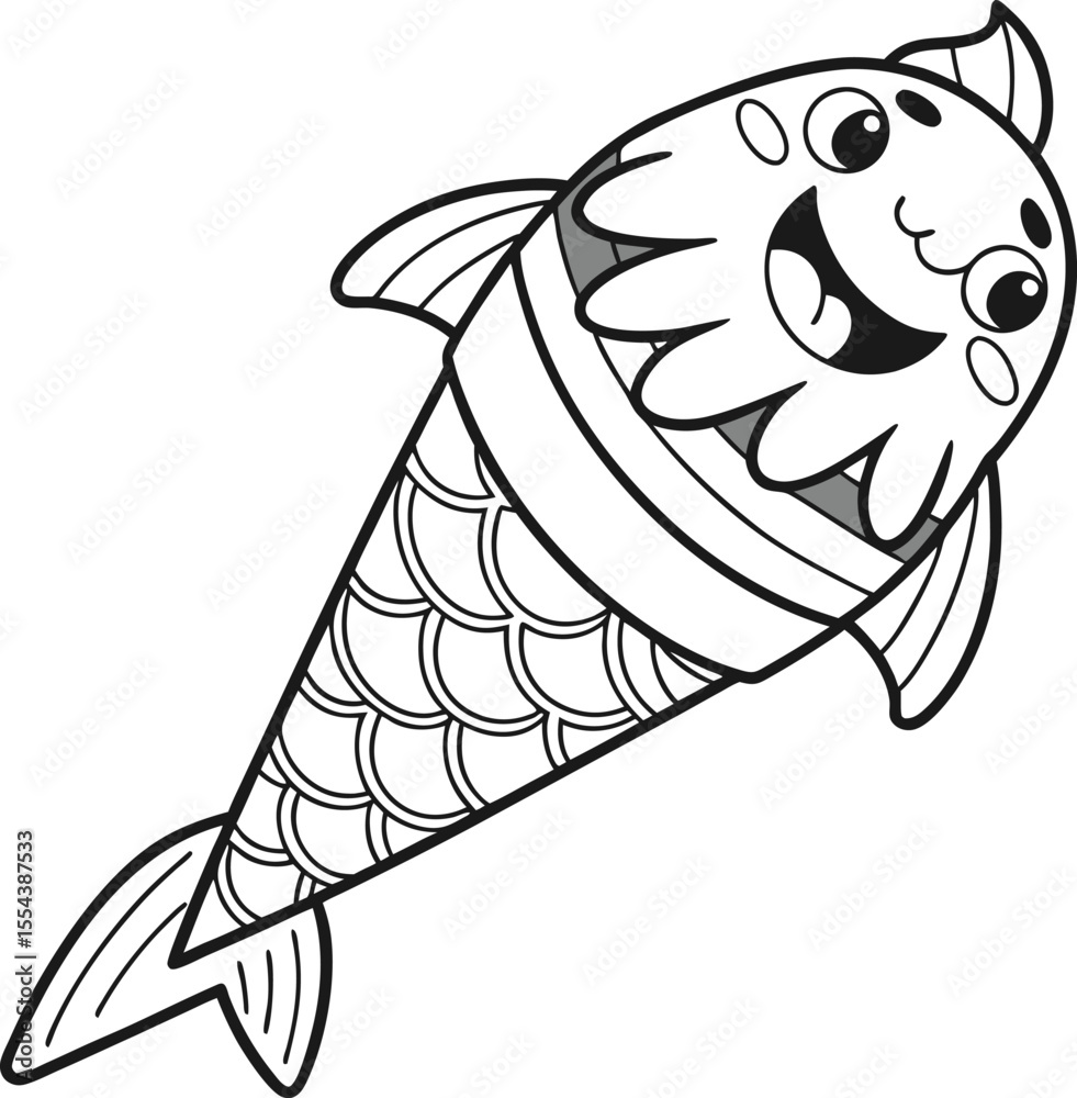 Fototapeta premium Cartoon vector illustration of a cute sea fish symbol on a white background