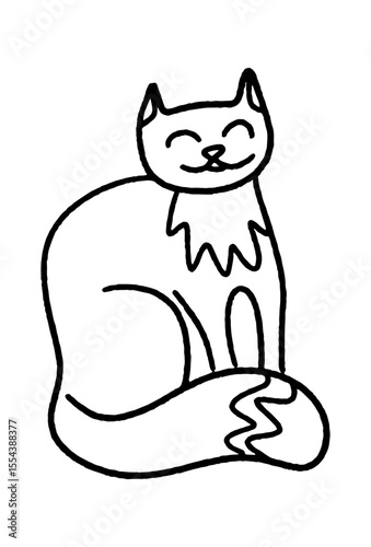 An ordinary cat drawn in doodle style.