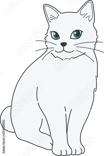 Striking White Cat with Blue Eyes - International Cat Day Portrait