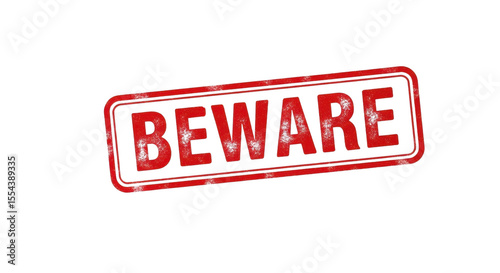 Red beware sign isolated PNG with Transparent Background