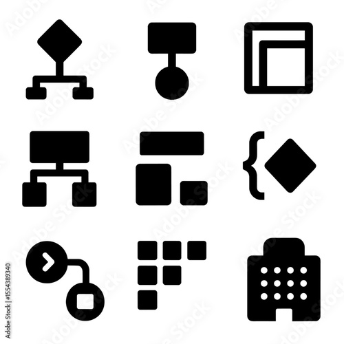 Advanced OOP Icons. Solid, filled icons set of advanced OOP modeling: composition diamond, aggregation circle,