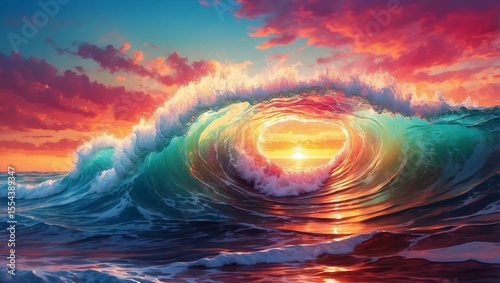 Calm Sea Reflects Vibrant Evening Light
