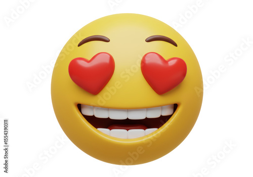 Isolated Smiling Emoji Face with Heart Eyes