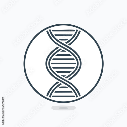 DNA Vector Logo – Bold Line Flat Design in Modern Minimal Science and Technology Style

