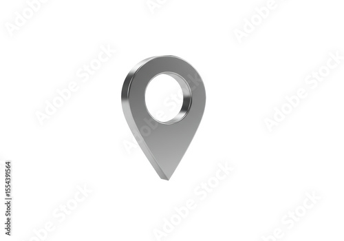 Isolated Metallic Location Pin Map Pointer