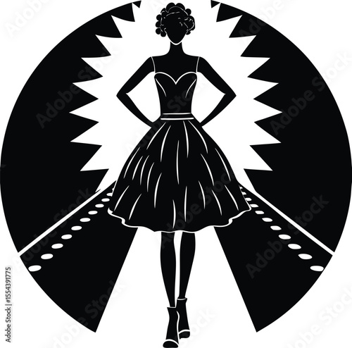 Silhouette of a Fashion Runway Model