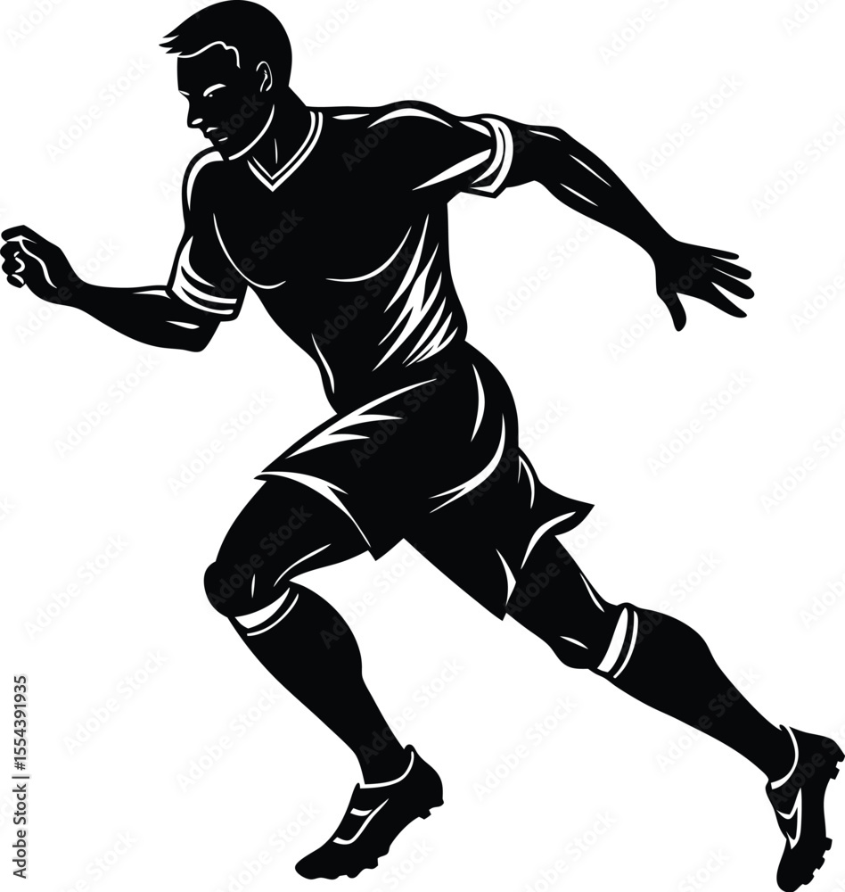 Naklejka premium Silhouette of a Football Player Running