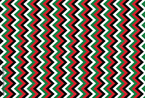 Seamless zigzag pattern using the Palestinian flag colors arranged in repeating vertical chevrons