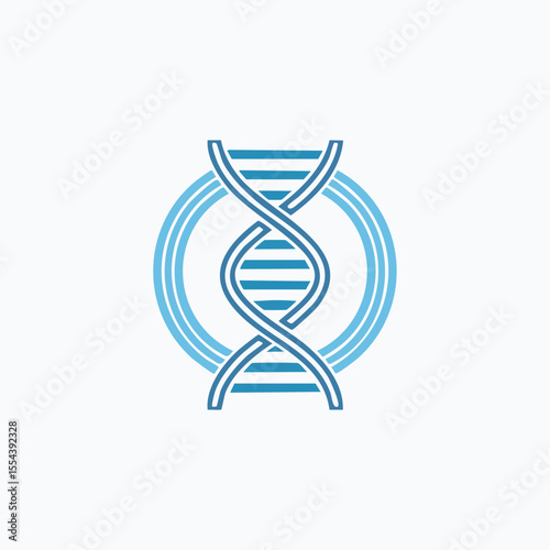 DNA Vector Logo – Bold Line Flat Design in Modern Minimal Science and Technology Style

