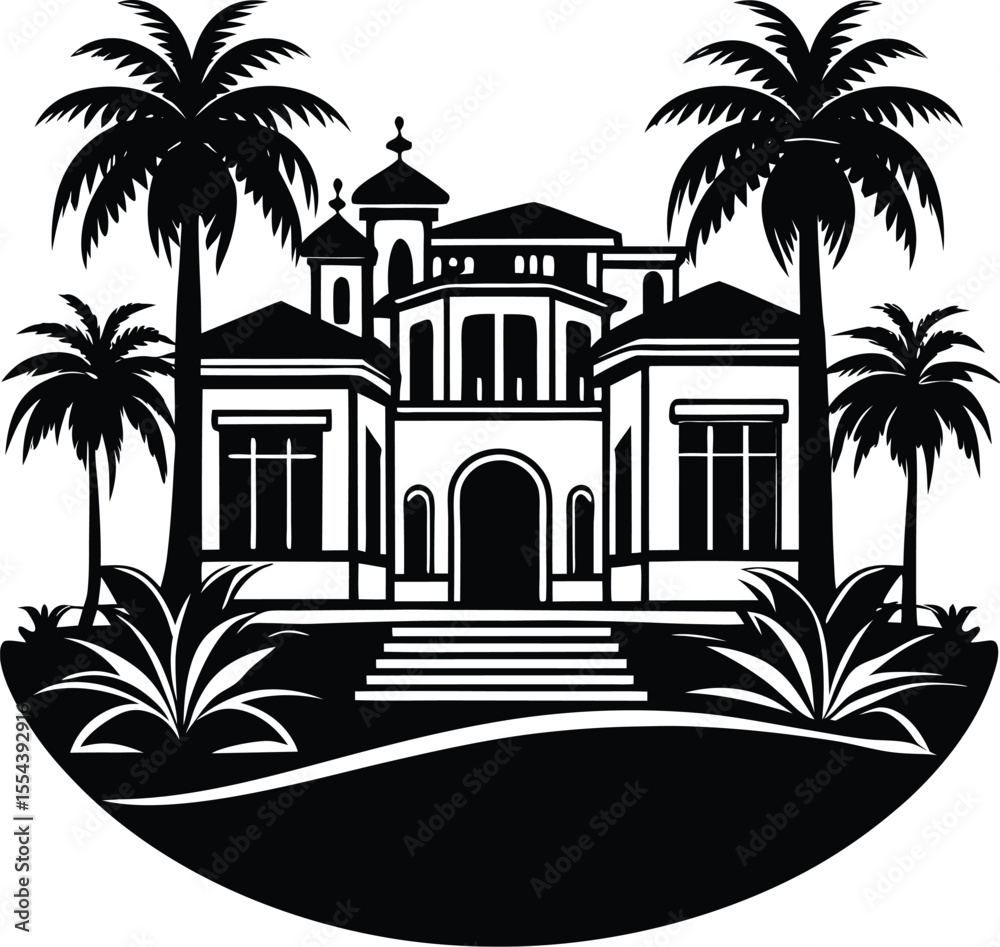 Obraz premium Silhouette of a Luxury Villa