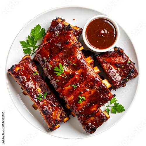 Oven-Baked Barbecue Ribs on White Plate