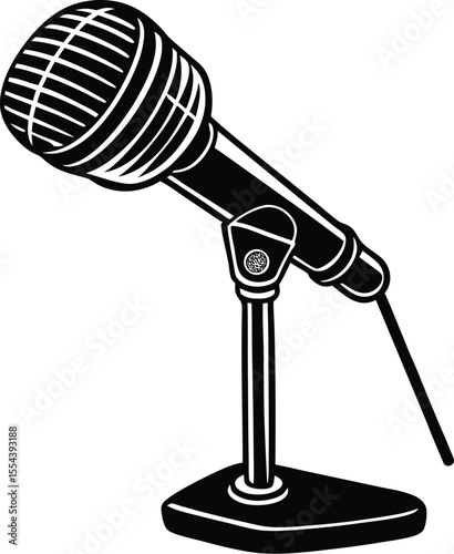 Silhouette of a Microphone on Stand