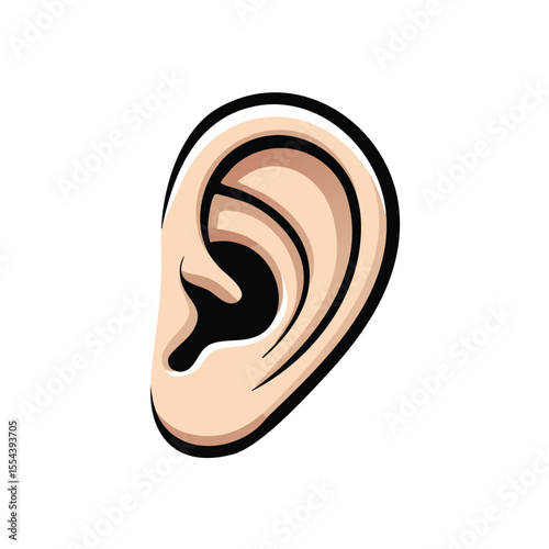 Minimal Ear Vector Icon – Bold Black Outline in Clean and Simple Hearing or Medical Symbol Design

