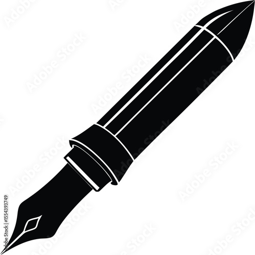 Silhouette of a Sleek Fountain Pen