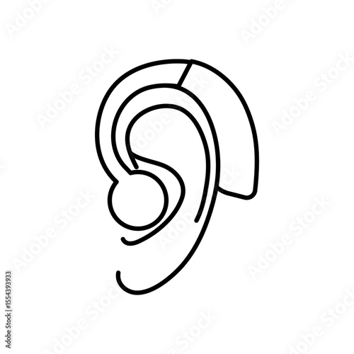 Hearing aid for the deaf icon, linear style, editable stroke