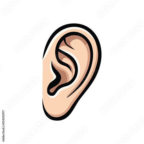 Minimal Ear Vector Icon – Bold Black Outline in Clean and Simple Hearing or Medical Symbol Design

