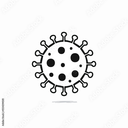 Minimal Virus Vector Icon – Bold Black Outline in Clean and Simple Medical Symbol Design

