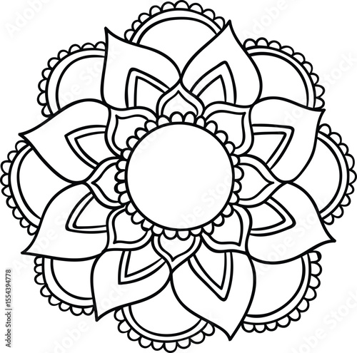 Blooming Mandala A meditative floral design for mindful coloring activities and relaxation