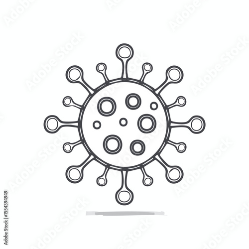 Minimal Virus Vector Icon – Bold Black Outline in Clean and Simple Medical Symbol Design

