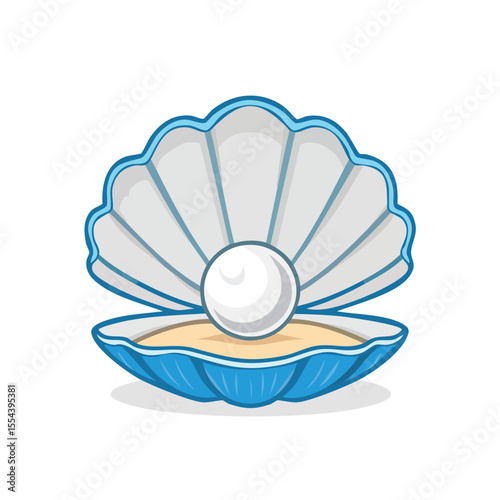 Minimalist Clam Shell with Pearl Vector – Bold Thick Line Logo in Flat Outline Illustration Style