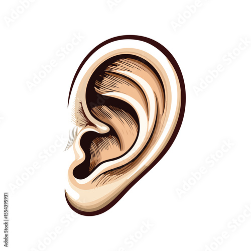 Minimalist Ear Vector Illustration – Bold Thick Line Logo Style for Medical or Audio Branding

