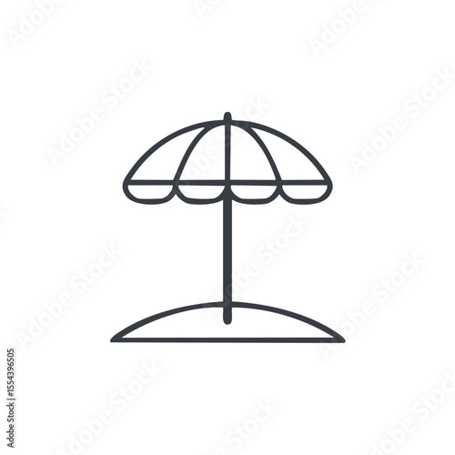 Minimal Vector Icon of a Beach Umbrella with Bold Black Outline Clean and Simple Modern Flat Design