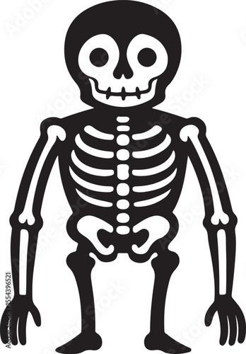 skeleton silhouette, black and white silhouette, vector and illustration