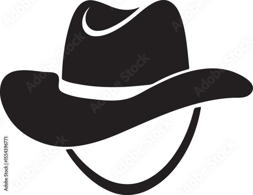 cowboy hat silhouette, black and white silhouette, vector and illustration