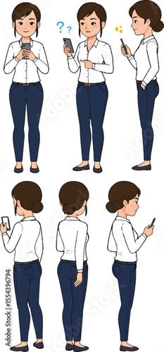 A versatile set of cartoon people in various poses, featuring diverse professions like doctors and nurses, and individuals in fashionable clothing such as suits, shirts, and jeans, all with smiling fa