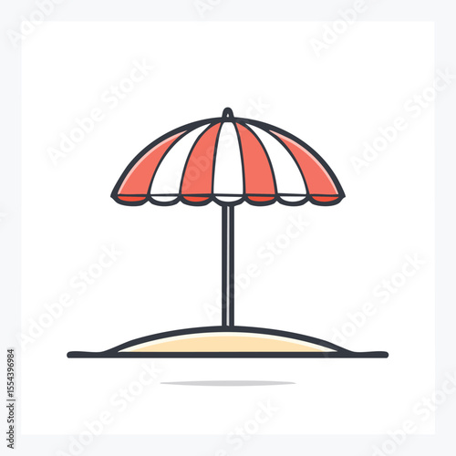Minimal Vector Icon of a Beach Umbrella with Bold Black Outline Clean and Simple Modern Flat Design