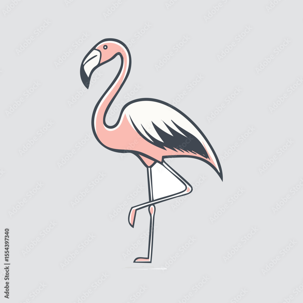 Fototapeta premium Simple_vector_flamingo_thick_line_illustration_logo_style