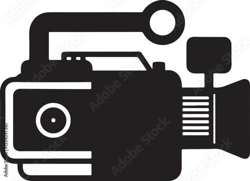 camcorder camera silhouette, black and white silhouette, vector and illustration