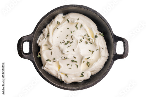 Tableau sur toile Tartar sauce in a bowl isoalted on white background. top view.