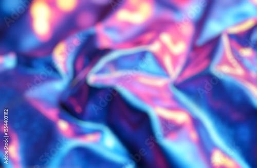 Abstract blurred gradient neon background, holograph. shimmering metallic surface with vibrant color shifts, concept of modern design, banner, poster, social media, cover