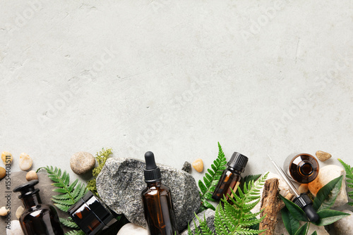 Natural Wellness Setup with Essential Oils and Botanicals