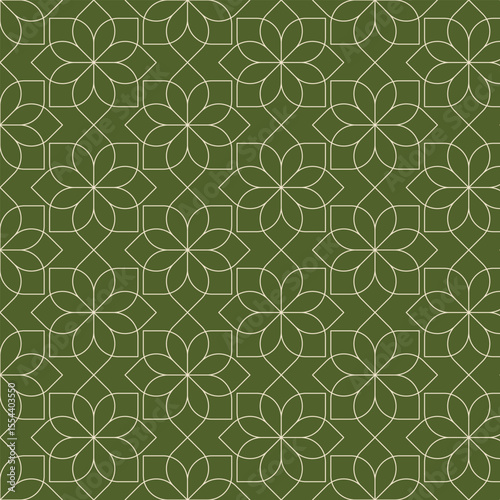 Flower Motif Seamless Geometric Ornament Minimalist Line Damask Ethnic Symmetry