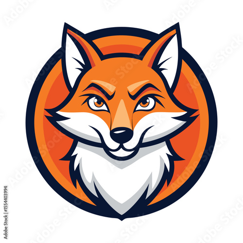 Cool fox head mascot logo with confident smirk in stylized frame Vector illustration